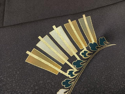 平和屋着物●訪問着　舞扇文　金彩　正絹　逸品　AABJ8420ph