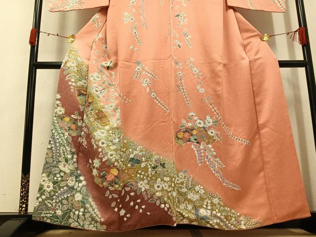 平和屋着物●訪問着　辻が花　地紙花文　暈し染め　金彩　正絹　逸品　AABJ8421ph