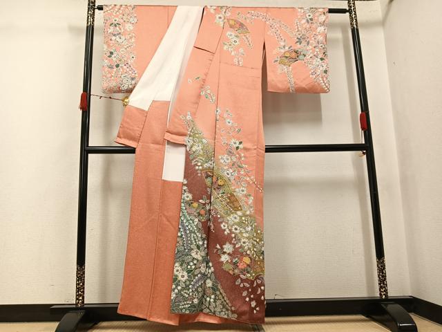 平和屋着物●訪問着　辻が花　地紙花文　暈し染め　金彩　正絹　逸品　AABJ8421ph
