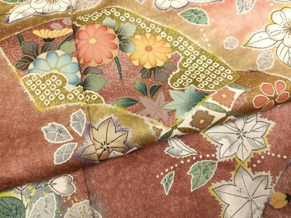 平和屋着物●訪問着　辻が花　地紙花文　暈し染め　金彩　正絹　逸品　AABJ8421ph