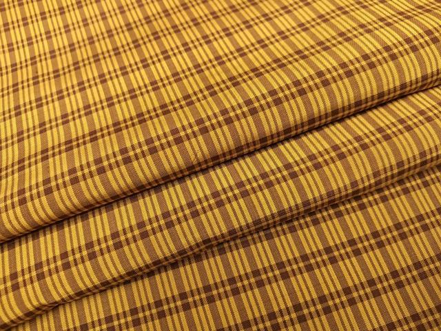 平和屋着物●黄八丈　紬　格子　正絹　逸品　AABJ8423ph