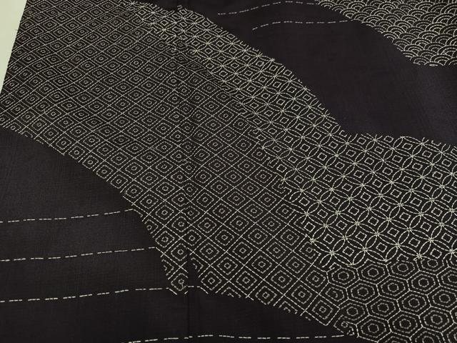 平和屋着物●本場縞大島紬　訪問着　刺し子刺繍　吉祥文　やまと誂製　正絹　逸品　AABJ8425ph