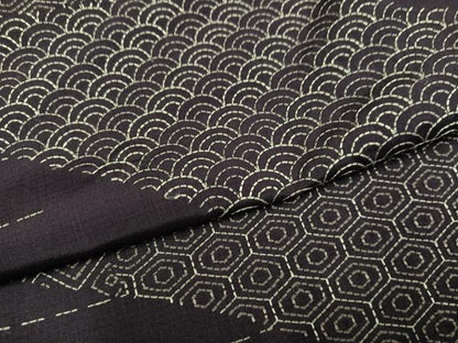 平和屋着物●本場縞大島紬　訪問着　刺し子刺繍　吉祥文　やまと誂製　正絹　逸品　AABJ8425ph
