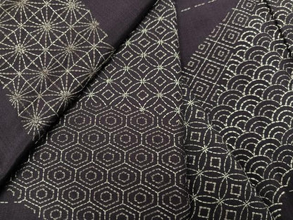 平和屋着物●本場縞大島紬　訪問着　刺し子刺繍　吉祥文　やまと誂製　正絹　逸品　AABJ8425ph