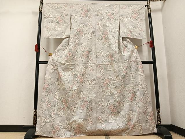 平和屋着物●本場大島紬　白大島　カタス9マルキ　地紙花文　正絹　逸品　未使用　AABJ8428ph
