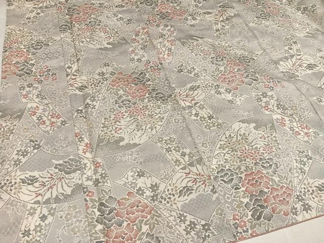平和屋着物●本場大島紬　白大島　カタス9マルキ　地紙花文　正絹　逸品　未使用　AABJ8428ph