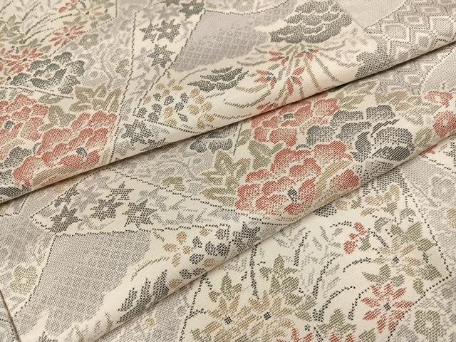 平和屋着物●本場大島紬　白大島　カタス9マルキ　地紙花文　正絹　逸品　未使用　AABJ8428ph