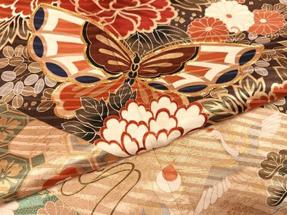 平和屋着物●英王室献上友禅作家　木下勝功　振袖　駒刺繍　花鼓舞蝶宝づくし　金彩　正絹　逸品　AABJ8431ph