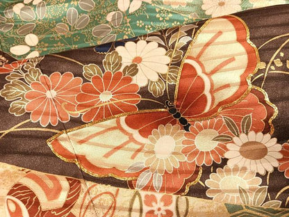 平和屋着物●英王室献上友禅作家　木下勝功　振袖　駒刺繍　花鼓舞蝶宝づくし　金彩　正絹　逸品　AABJ8431ph