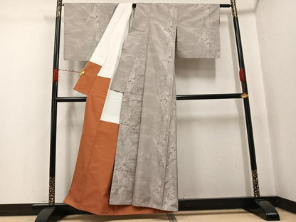 平和屋着物●都喜ヱ門 本場大島紬 白大島 カタス9マルキ 総絣 花円舞曲 草木づくし 証紙付き 藤絹織物謹製 正絹 逸品 未使用 AABJ8434ph