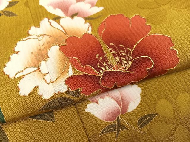平和屋着物●豪華振袖　駒刺繍　花蝶文　暈し染め　金彩　正絹　逸品　AABJ8437ph