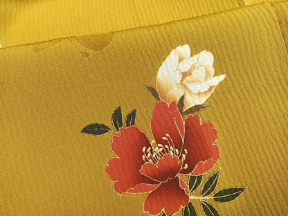 平和屋着物●豪華振袖　駒刺繍　花蝶文　暈し染め　金彩　正絹　逸品　AABJ8437ph