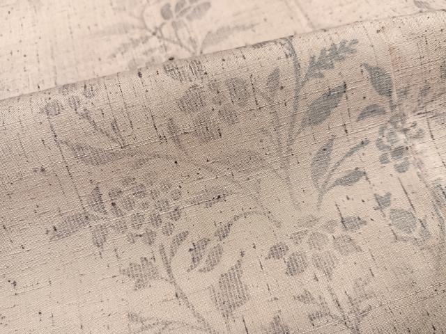 平和屋着物●上質な小紋　紬地　草花文　正絹　逸品　AABJ8438ph