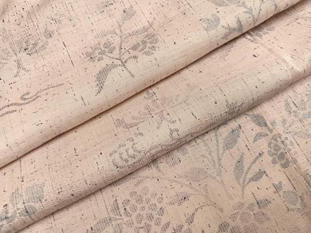 平和屋着物●上質な小紋　紬地　草花文　正絹　逸品　AABJ8438ph
