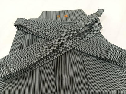 平和屋着物●男性　馬乗り袴　作家物　山吹平　草木染　縞　正絹　逸品　AABJ8440ph