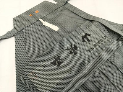 平和屋着物●男性　馬乗り袴　作家物　山吹平　草木染　縞　正絹　逸品　AABJ8440ph