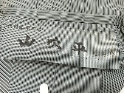 平和屋着物●男性　馬乗り袴　作家物　山吹平　草木染　縞　正絹　逸品　AABJ8440ph