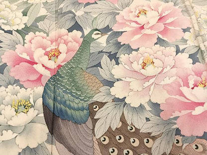 平和屋着物●豪華振袖　手描き　孔雀花鳥文　正絹　逸品　AABJ8442ph