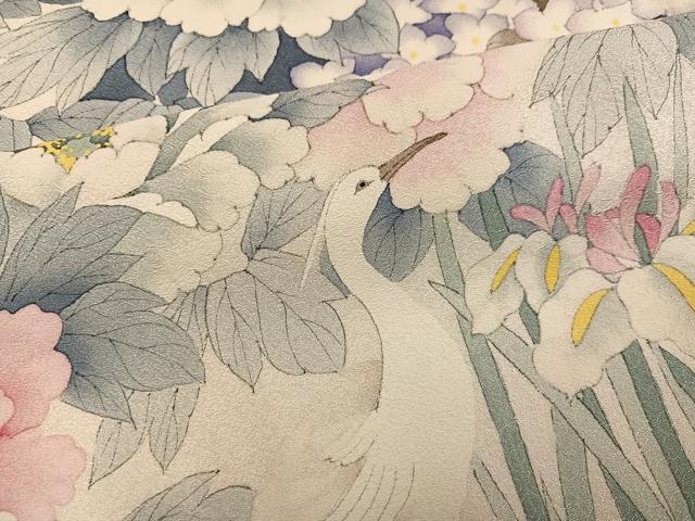 平和屋着物●豪華振袖　手描き　孔雀花鳥文　正絹　逸品　AABJ8442ph