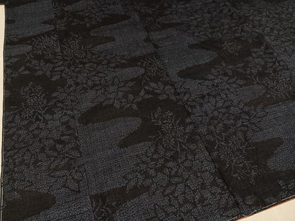 平和屋着物●結城紬　80亀甲　草花文　正絹　逸品　未使用　AABJ8445ph