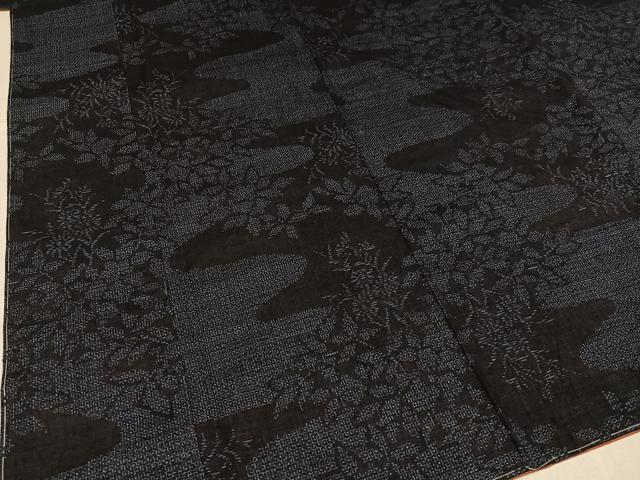平和屋着物●結城紬　80亀甲　草花文　正絹　逸品　未使用　AABJ8445ph