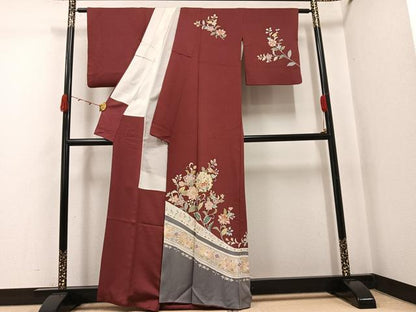 平和屋着物●訪問着　雪輪更紗唐草文　金彩　正絹　逸品　AABJ8446ph