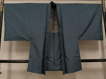 平和屋着物●男性　紬　アンサンブル　格子　正絹　逸品　AABJ8449ph