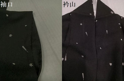 平和屋着物●日本舞踊家 岩井流宗元　岩井友見　訪問着　舞扇楓文　黒地　正絹　逸品　AABJ8455ph