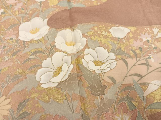 平和屋着物●訪問着　霞草花文　金彩　正絹　逸品　AABJ8462ph