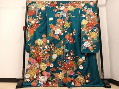 平和屋着物●菜々緒　振袖　駒刺繍　花毬文　金彩　正絹　逸品　AABJ8464ph