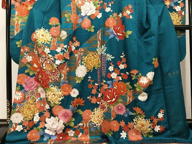平和屋着物●菜々緒　振袖　駒刺繍　花毬文　金彩　正絹　逸品　AABJ8464ph