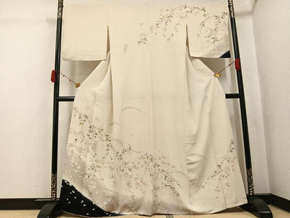 平和屋着物●訪問着　駒刺繍　枝垂れ桜　暈し染め　金彩　正絹　逸品　AABJ8465ph