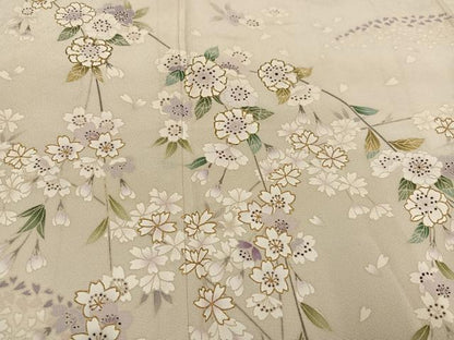 平和屋着物●訪問着　駒刺繍　枝垂れ桜　暈し染め　金彩　正絹　逸品　AABJ8465ph