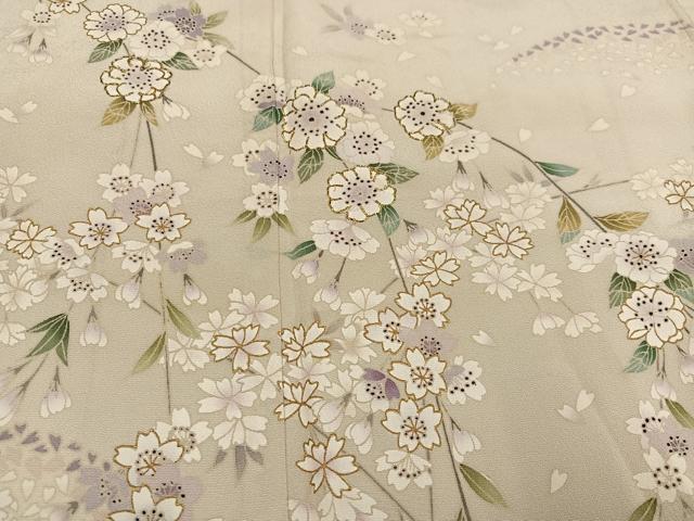 平和屋着物●訪問着　駒刺繍　枝垂れ桜　暈し染め　金彩　正絹　逸品　AABJ8465ph