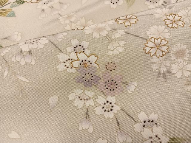 平和屋着物●訪問着　駒刺繍　枝垂れ桜　暈し染め　金彩　正絹　逸品　AABJ8465ph
