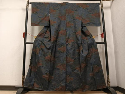 平和屋着物●本場大島紬　一元7マルキ　風景草木文　正絹　逸品　未使用　AABJ8467ph