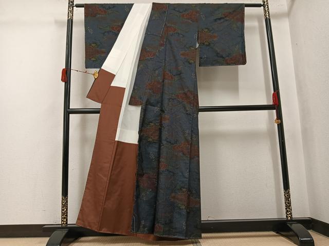 平和屋着物●本場大島紬　一元7マルキ　風景草木文　正絹　逸品　未使用　AABJ8467ph