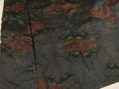 平和屋着物●本場大島紬　一元7マルキ　風景草木文　正絹　逸品　未使用　AABJ8467ph