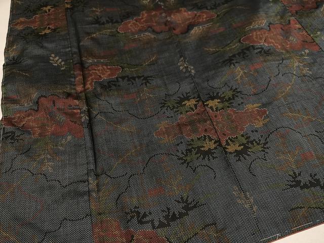 平和屋着物●本場大島紬　一元7マルキ　風景草木文　正絹　逸品　未使用　AABJ8467ph