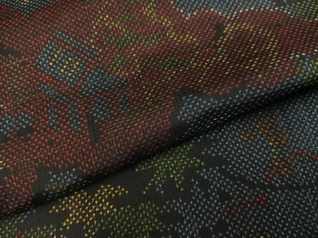平和屋着物●本場大島紬　一元7マルキ　風景草木文　正絹　逸品　未使用　AABJ8467ph