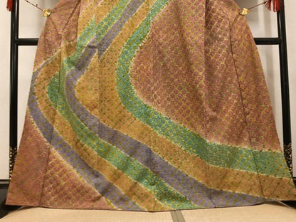 平和屋着物●訪問着　紬地　雲絞り　流水文　正絹　逸品　AABJ8468ph