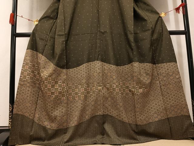 平和屋着物●訪問着　本場大島紬　染大島　型染め　吉祥花文　正絹　逸品　AABJ8469ph