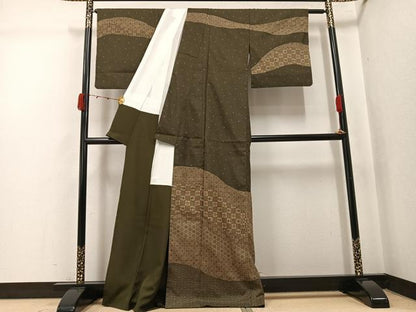 平和屋着物●訪問着　本場大島紬　染大島　型染め　吉祥花文　正絹　逸品　AABJ8469ph