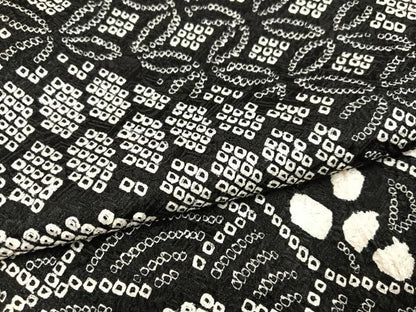 平和屋着物●訪問着　総絞り　吉祥文　黒地　正絹　逸品　AABJ8472ph