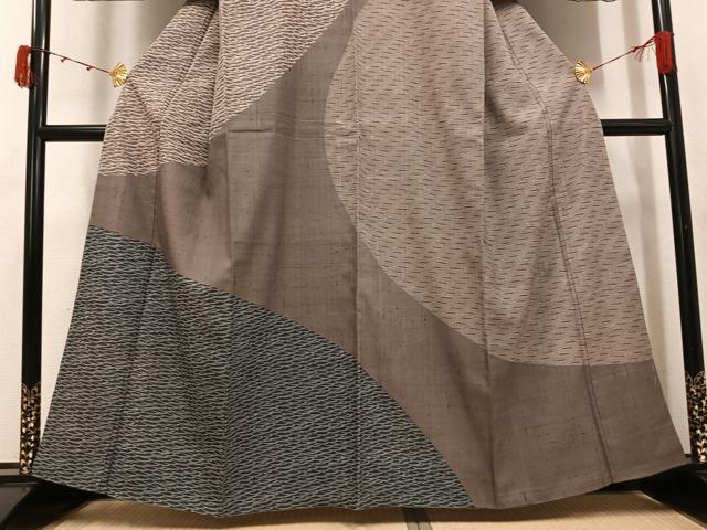 平和屋着物●訪問着　生紬　抽象文様　正絹　逸品　AABJ8474ph