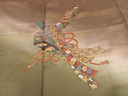 平和屋着物●訪問着　刺繍　花熨斗文　暈し染め　金彩　正絹　逸品　AABJ8477ph