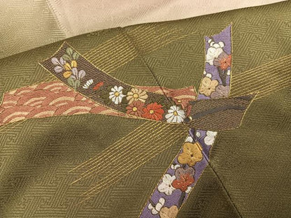 平和屋着物●訪問着　刺繍　花熨斗文　暈し染め　金彩　正絹　逸品　AABJ8477ph