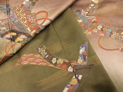 平和屋着物●訪問着　刺繍　花熨斗文　暈し染め　金彩　正絹　逸品　AABJ8477ph