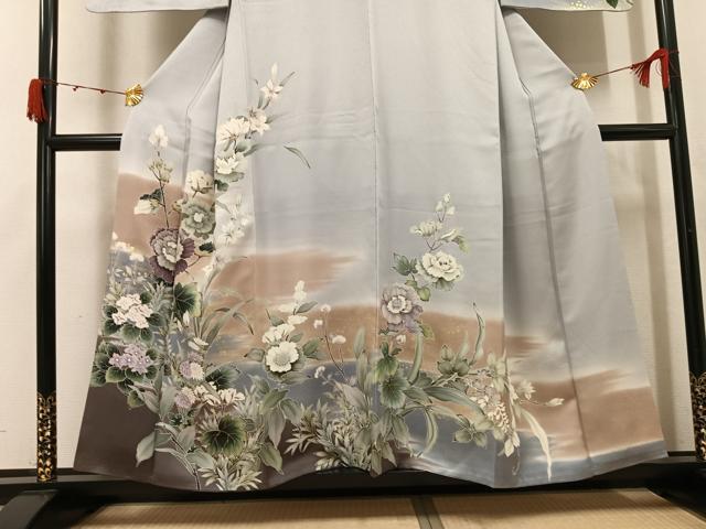 平和屋着物●訪問着　草花文　暈し染め　金彩　正絹　逸品　AABJ8480ph