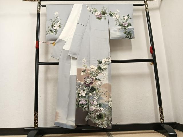 平和屋着物●訪問着　草花文　暈し染め　金彩　正絹　逸品　AABJ8480ph